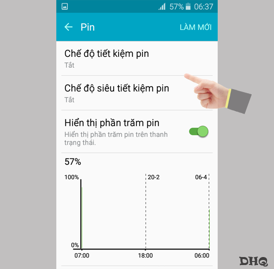 Chọn chế độ tiết kiệm pin